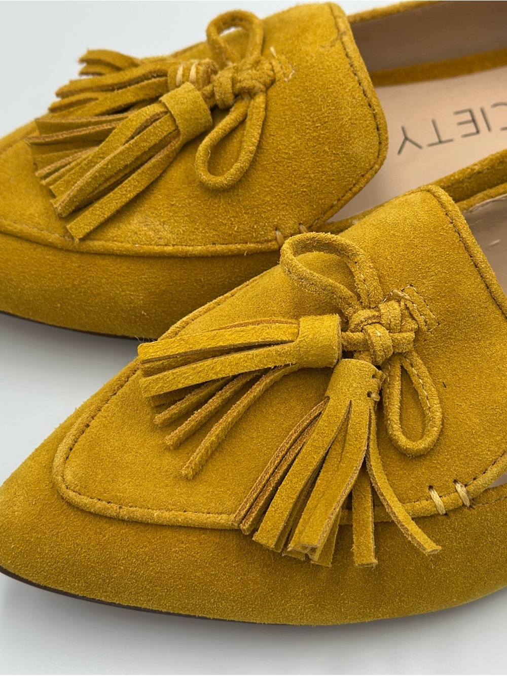 Sole Society Suede Tassel Loafers - Mustard
